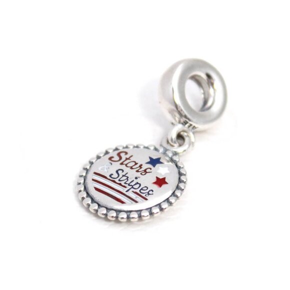 Pandora Stars & Stripes Dangle Charm, Red, White, & Blue Enamel S925 Silver - Picture 9 of 9